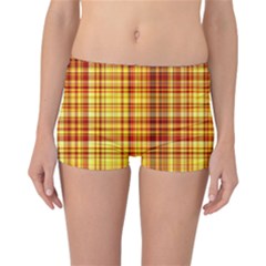 Red Lines On Yellow Reversible Boyleg Bikini Bottoms by JustToWear