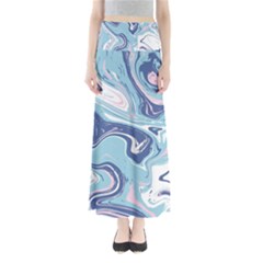 Blue Vivid Marble Pattern Full Length Maxi Skirt by goljakoff