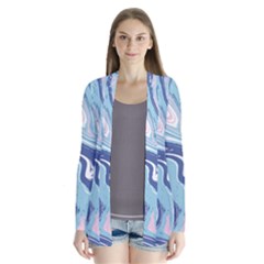 Blue Vivid Marble Pattern Drape Collar Cardigan by goljakoff