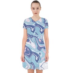 Blue Vivid Marble Pattern Adorable In Chiffon Dress by goljakoff