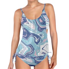 Blue Vivid Marble Pattern Tankini Set by goljakoff