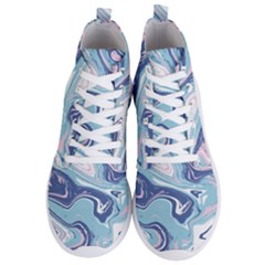 Blue Vivid Marble Pattern Men s Lightweight High Top Sneakers by goljakoff