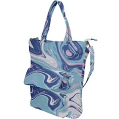 Blue Vivid Marble Pattern Shoulder Tote Bag by goljakoff