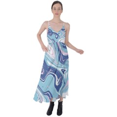 Blue Vivid Marble Pattern Tie Back Maxi Dress by goljakoff