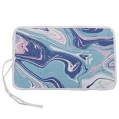 Blue Vivid Marble Pattern Pen Storage Case (l) by goljakoff