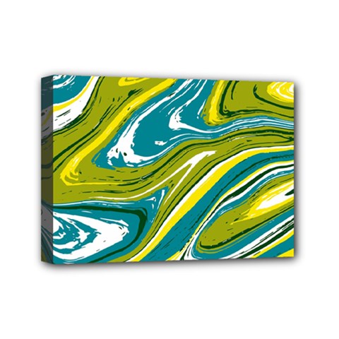 Green Vivid Marble Pattern Mini Canvas 7  X 5  (stretched) by goljakoff