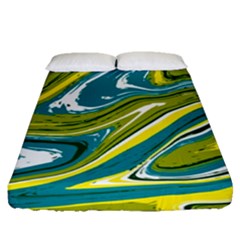 Green Vivid Marble Pattern Fitted Sheet (queen Size) by goljakoff