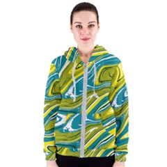 Green Vivid Marble Pattern Women s Zipper Hoodie by goljakoff