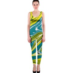 Green Vivid Marble Pattern One Piece Catsuit by goljakoff