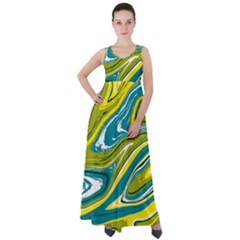 Green Vivid Marble Pattern Empire Waist Velour Maxi Dress by goljakoff