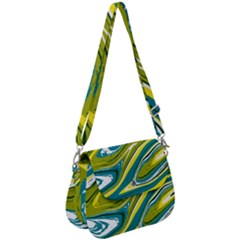 Green Vivid Marble Pattern Saddle Handbag by goljakoff