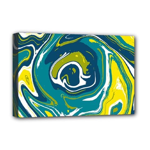 Green Vivid Marble Pattern 14 Deluxe Canvas 18  X 12  (stretched) by goljakoff