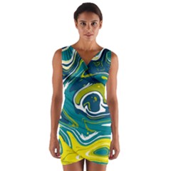 Green Vivid Marble Pattern 14 Wrap Front Bodycon Dress by goljakoff
