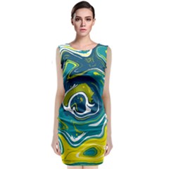 Green Vivid Marble Pattern 14 Classic Sleeveless Midi Dress by goljakoff