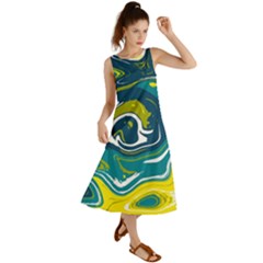 Green Vivid Marble Pattern 14 Summer Maxi Dress by goljakoff