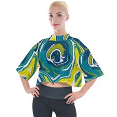 Green Vivid Marble Pattern 14 Mock Neck Tee by goljakoff