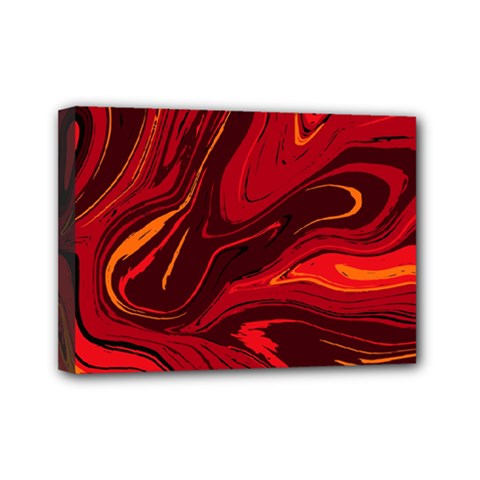 Red Vivid Marble Pattern 15 Mini Canvas 7  X 5  (stretched) by goljakoff