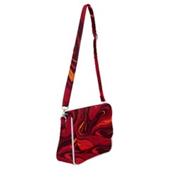 Red Vivid Marble Pattern 15 Shoulder Bag With Back Zipper by goljakoff