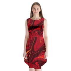 Red Vivid Marble Pattern 15 Sleeveless Chiffon Dress   by goljakoff
