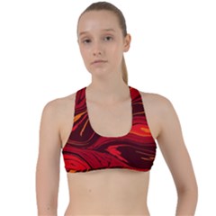 Red Vivid Marble Pattern 15 Criss Cross Racerback Sports Bra by goljakoff