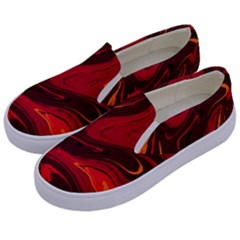 Red Vivid Marble Pattern 15 Kids  Canvas Slip Ons by goljakoff