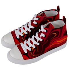 Red Vivid Marble Pattern 15 Women s Mid-top Canvas Sneakers by goljakoff