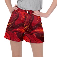 Red Vivid Marble Pattern 15 Ripstop Shorts by goljakoff