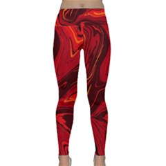 Red Vivid Marble Pattern 15 Lightweight Velour Classic Yoga Leggings by goljakoff