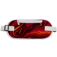 Red Vivid Marble Pattern 15 Rounded Waist Pouch by goljakoff