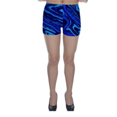 Blue Vivid Marble Pattern 16 Skinny Shorts