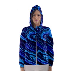 Blue Vivid Marble Pattern 16 Women s Hooded Windbreaker by goljakoff