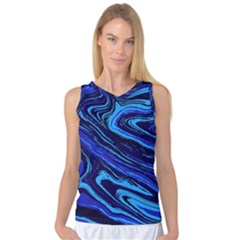 Blue Vivid Marble Pattern 16 Women s Basketball Tank Top by goljakoff