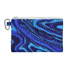 Blue Vivid Marble Pattern 16 Canvas Cosmetic Bag (large) by goljakoff