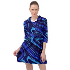 Blue Vivid Marble Pattern 16 Mini Skater Shirt Dress by goljakoff