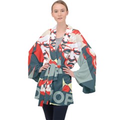 Trump Nope Long Sleeve Velvet Kimono  by goljakoff