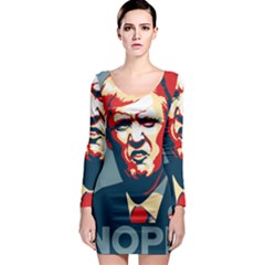 Trump2 Long Sleeve Bodycon Dress by goljakoff