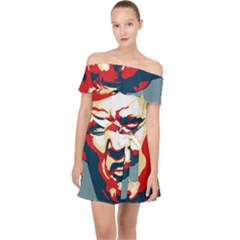 Trump Pop Art Off Shoulder Chiffon Dress by goljakoff