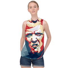 Trump Pop Art High Neck Satin Top by goljakoff