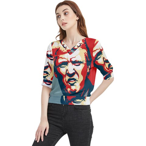 Trump Pop Art Quarter Sleeve Blouse by goljakoff