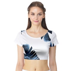 Blue Banana Leaves Short Sleeve Crop Top by goljakoff