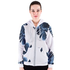 Blue Banana Leaves Women s Zipper Hoodie by goljakoff