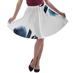 Blue Banana Leaves A-line Skater Skirt by goljakoff