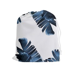 Blue Banana Leaves Drawstring Pouch (xl) by goljakoff