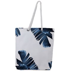 Blue Banana Leaves Full Print Rope Handle Tote (large) by goljakoff