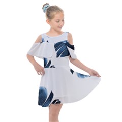 Blue Banana Leaves Kids  Shoulder Cutout Chiffon Dress by goljakoff