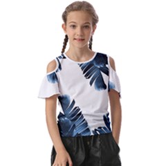 Blue Banana Leaves Kids  Butterfly Cutout Tee by goljakoff