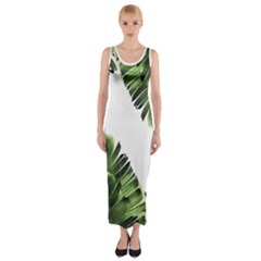 Green Banana Leaves Fitted Maxi Dress by goljakoff