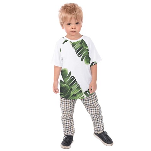 Green Banana Leaves Kids  Raglan Tee by goljakoff