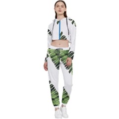 Green Banana Leaves Cropped Zip Up Lounge Set by goljakoff