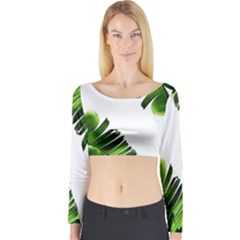 Banana Leaves Long Sleeve Crop Top by goljakoff